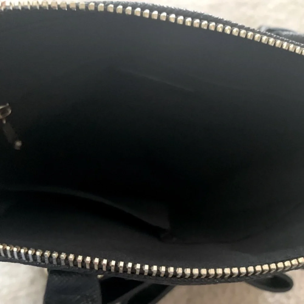 Small Black Faux Leather Sachel With Bow Accent - Picture 5 of 8